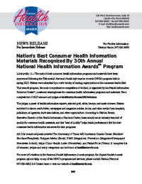 National Health Information Awards Winners