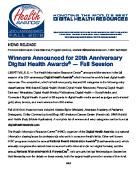 Digital Health Awards Winners News Release