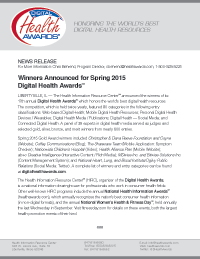 Digital Health Awards Winners News Release