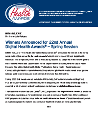 Digital Health Awards Winners News Release
