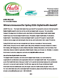 Digital Health Awards Winners News Release